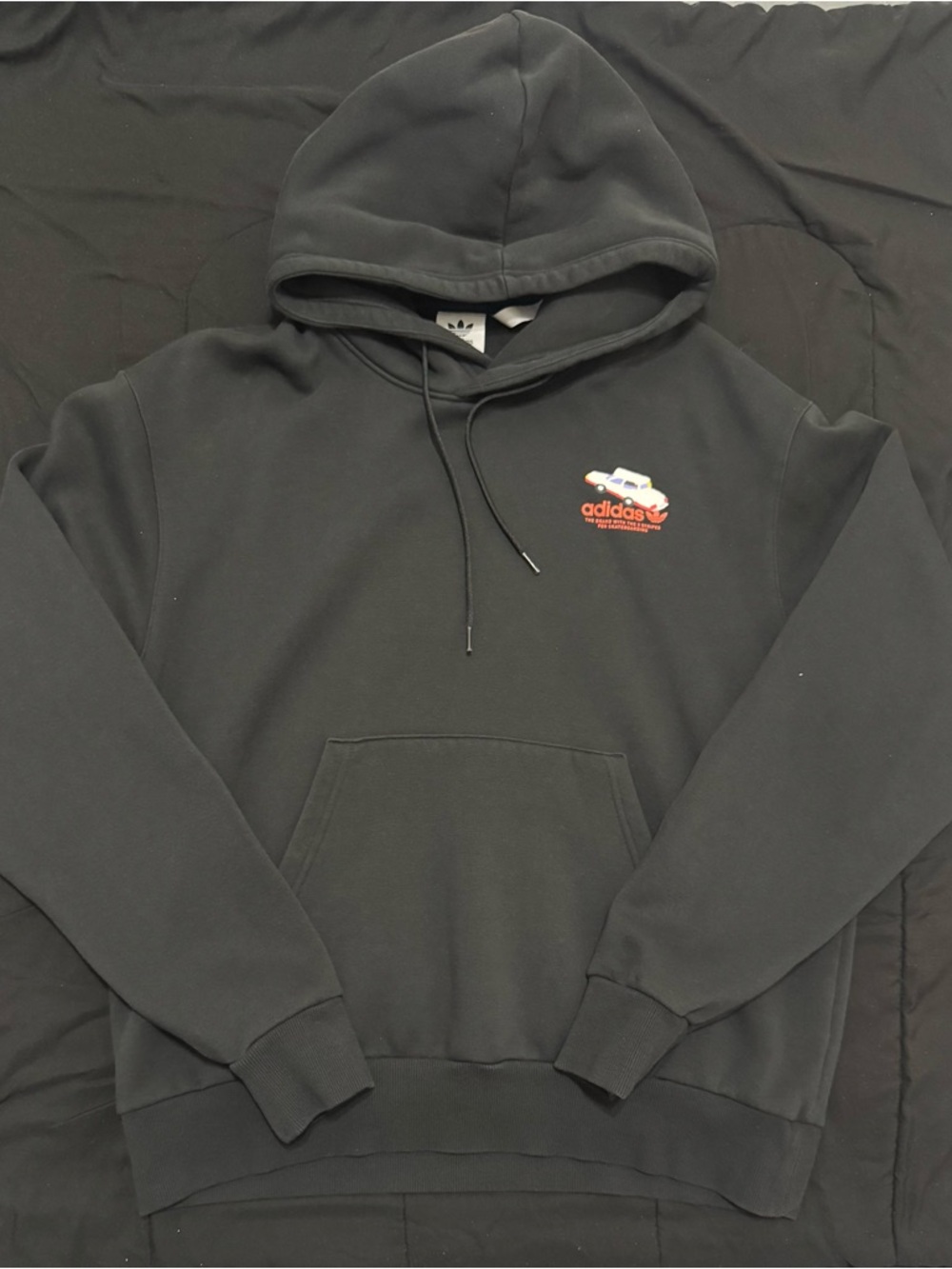 adidas Black Pullover Hoodie with Small Multicolor Logo